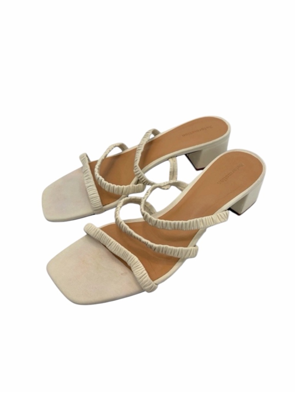 Reformation Assunta Strappy Block Heel Sandals Cream Vegan Womens 7